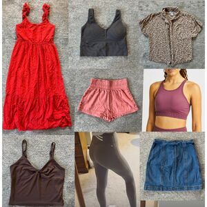 8 pcs Clothing Bundle Women Size XS Lot Fabletics AYBL Tilly's Red Midi Dress